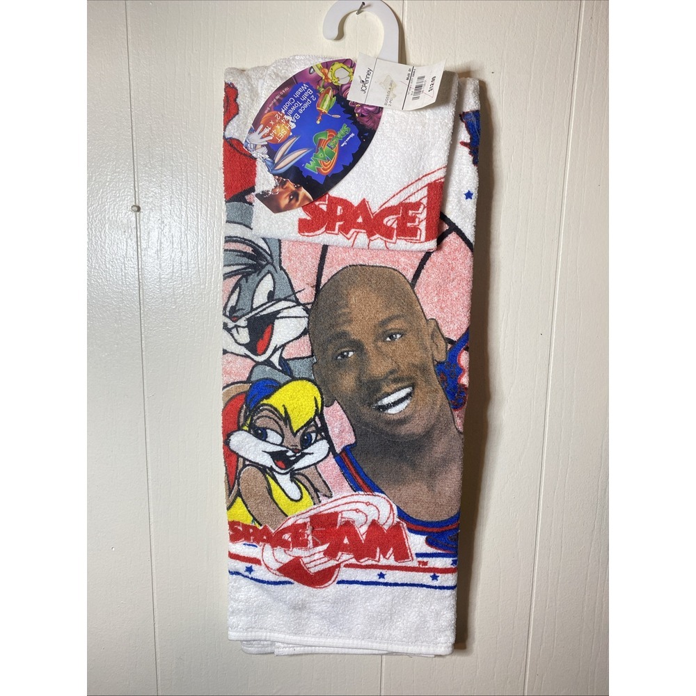 Space Jam 1996 Michael Jordan Original Towel Set Bugs Lola New‎ Old Stock READ